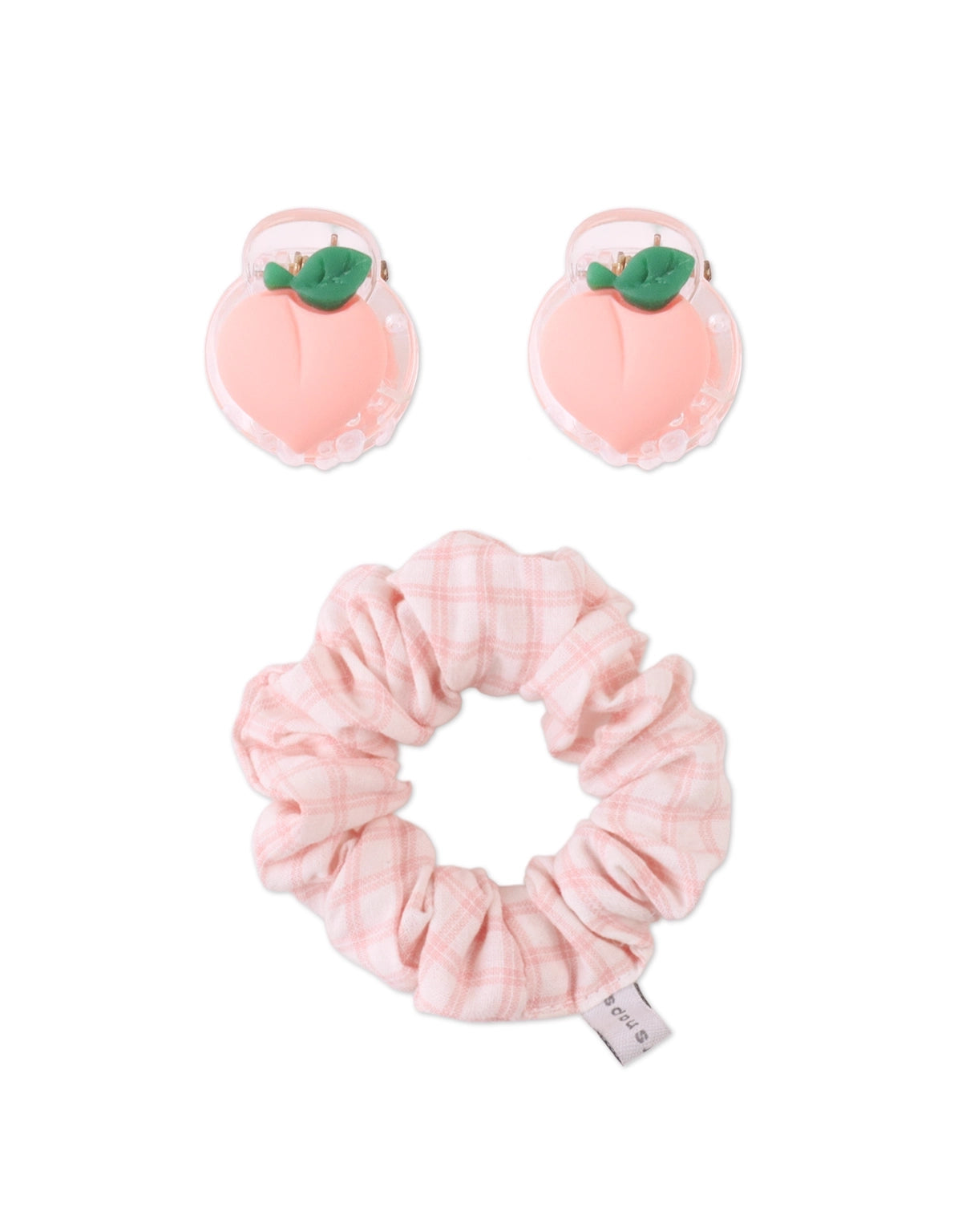 ALTHEA PEACH MINI HAIR CLAWS WITH CHECKERED MINI SCRUNCHIE SET