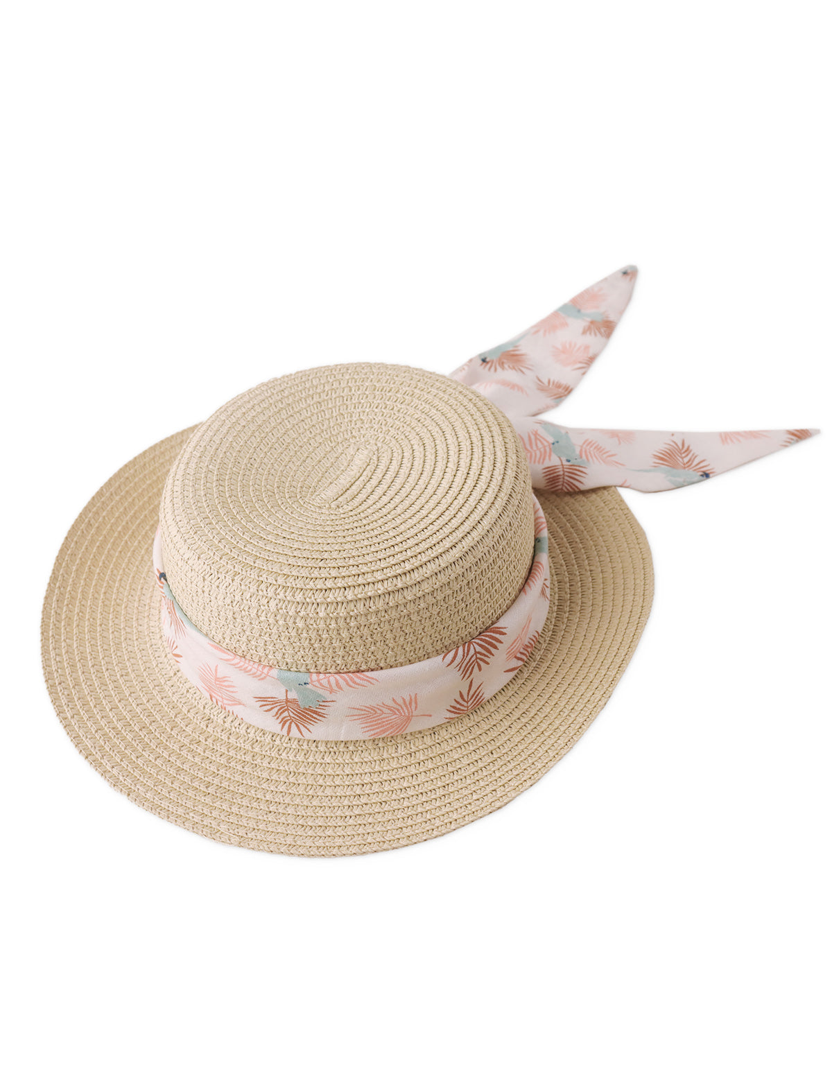 GIRLS RAFFIA HAT WITH REMOVABLE SASH