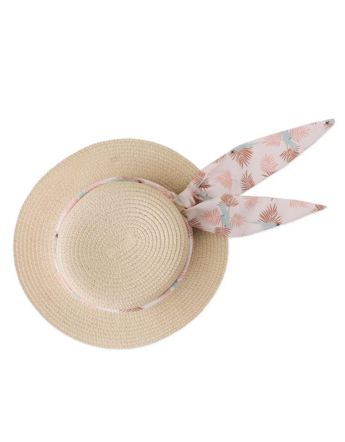 GIRLS RAFFIA HAT WITH REMOVABLE SASH