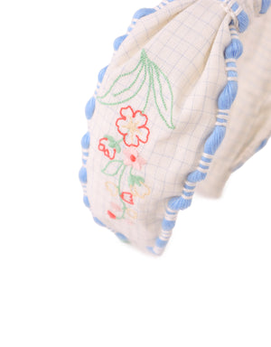 Delta Center Knot Headband With Embroidery style detail