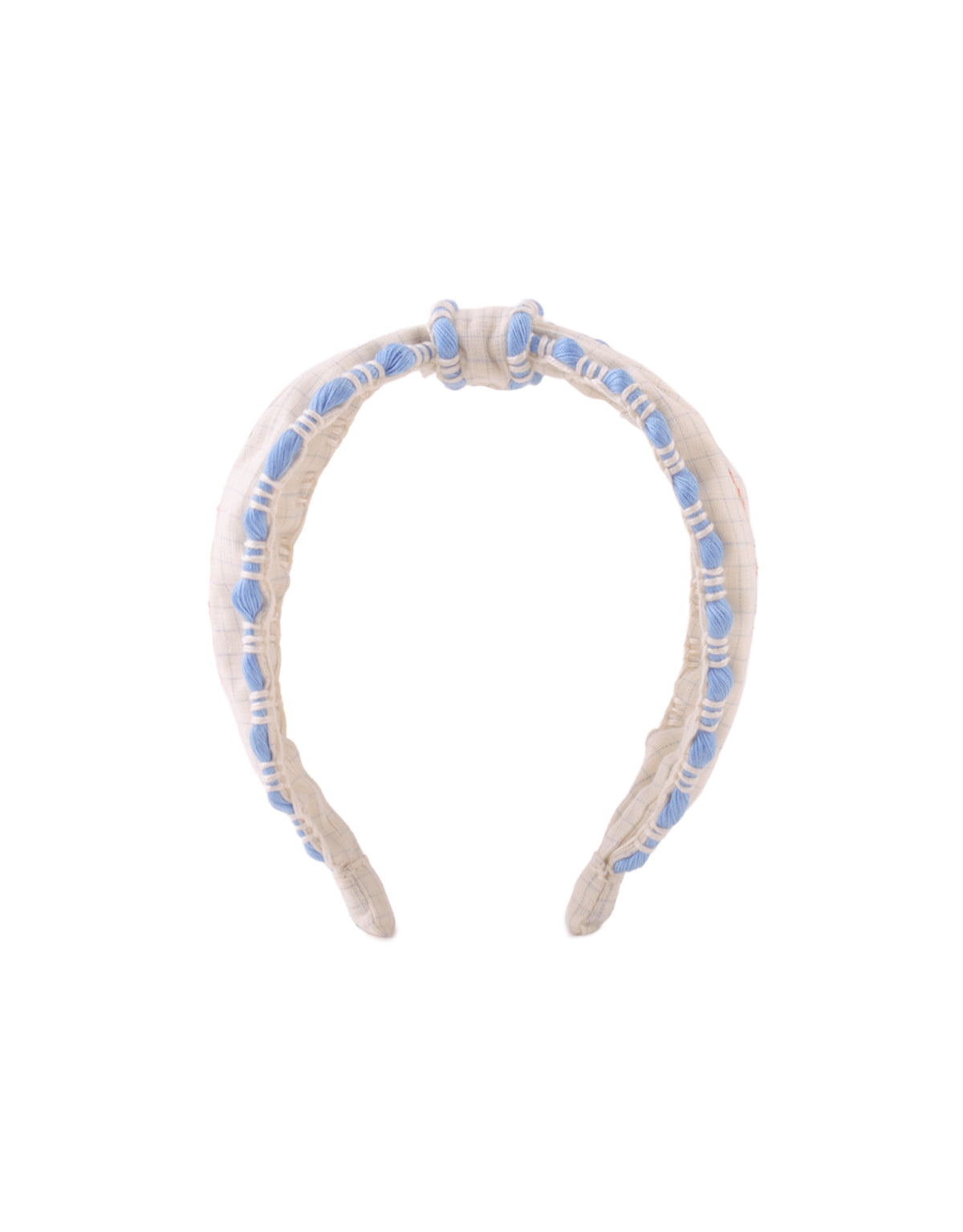 Delta Center Knot Headband With Embroidery close-up detail