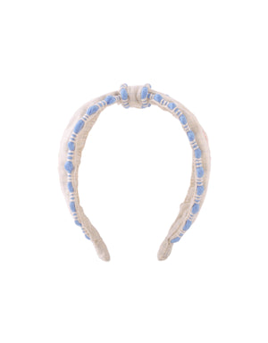 Delta Center Knot Headband With Embroidery close-up detail