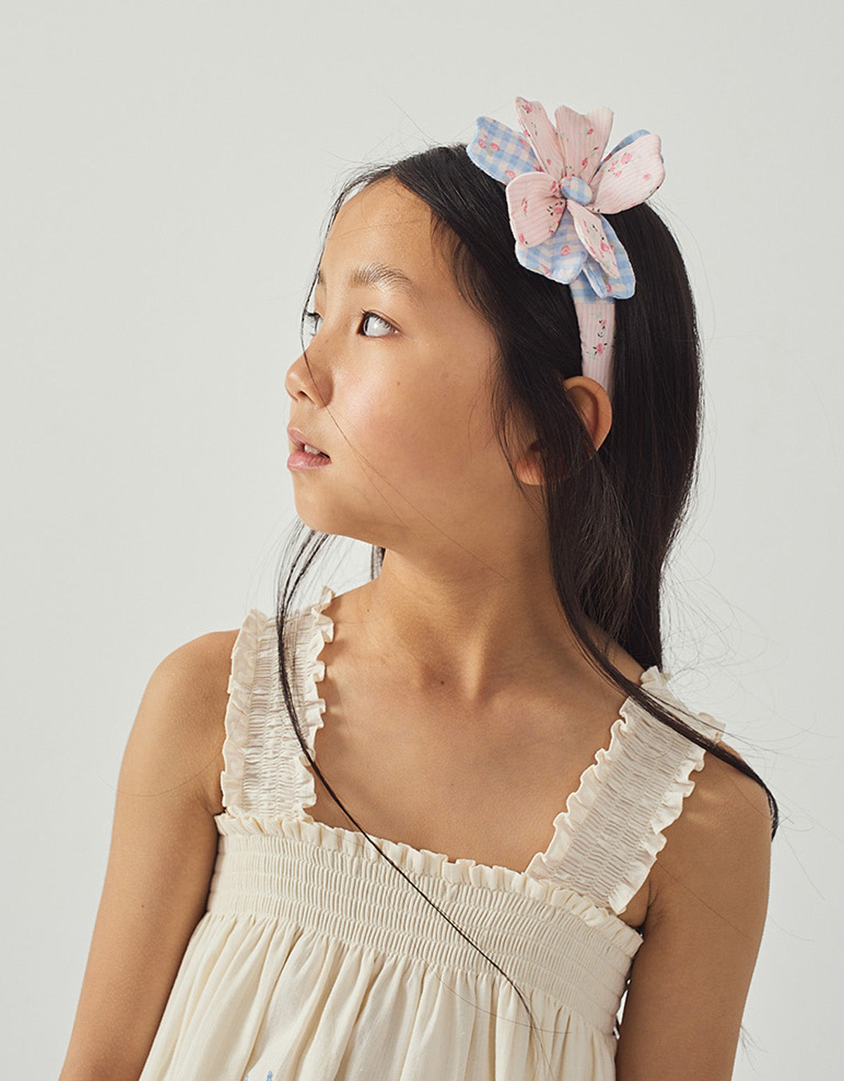 Zinnia Patchwork Headband With Flower Applique product photo