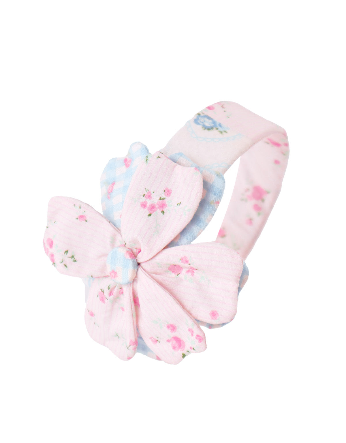 Zinnia Patchwork Headband With Flower Applique style detail