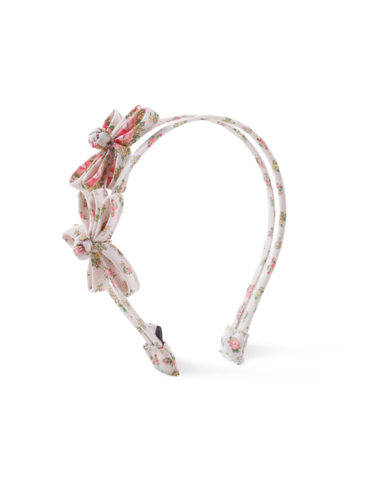 LUQUIER DOUBLE HEADBAND WITH FABRIC FLOWER ACCENTS