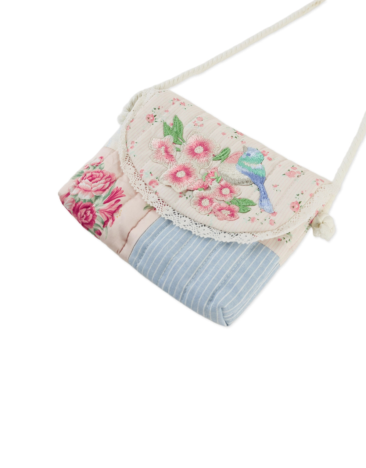 Kane Patchwork Sling Bag With Patch Embroidery front view