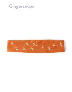 Embroidered Turban in Brown Corduroy - Infant Girls' Accessory
