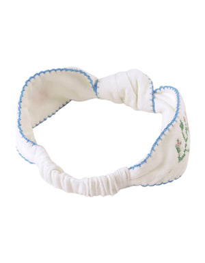 Baby Darla Turban with Center Knot and Picoting front view