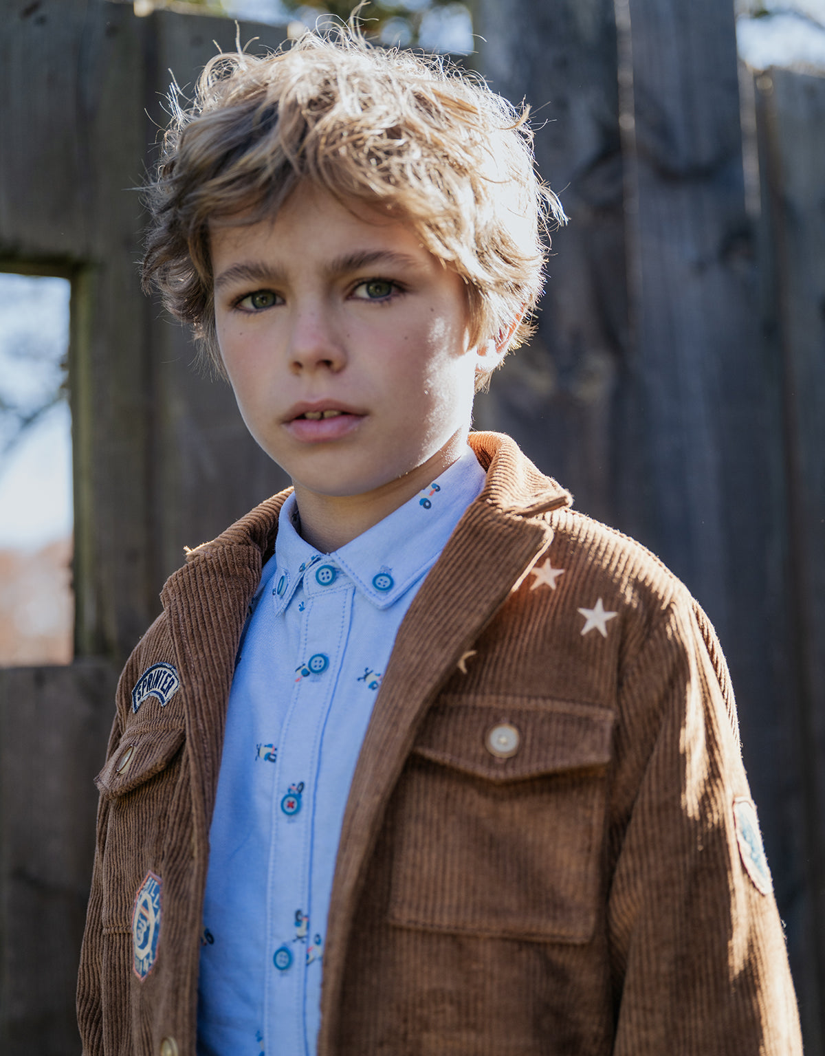 MARLON COAT BROWN WITH PATCHES AND DIRECT EMBROIDERY