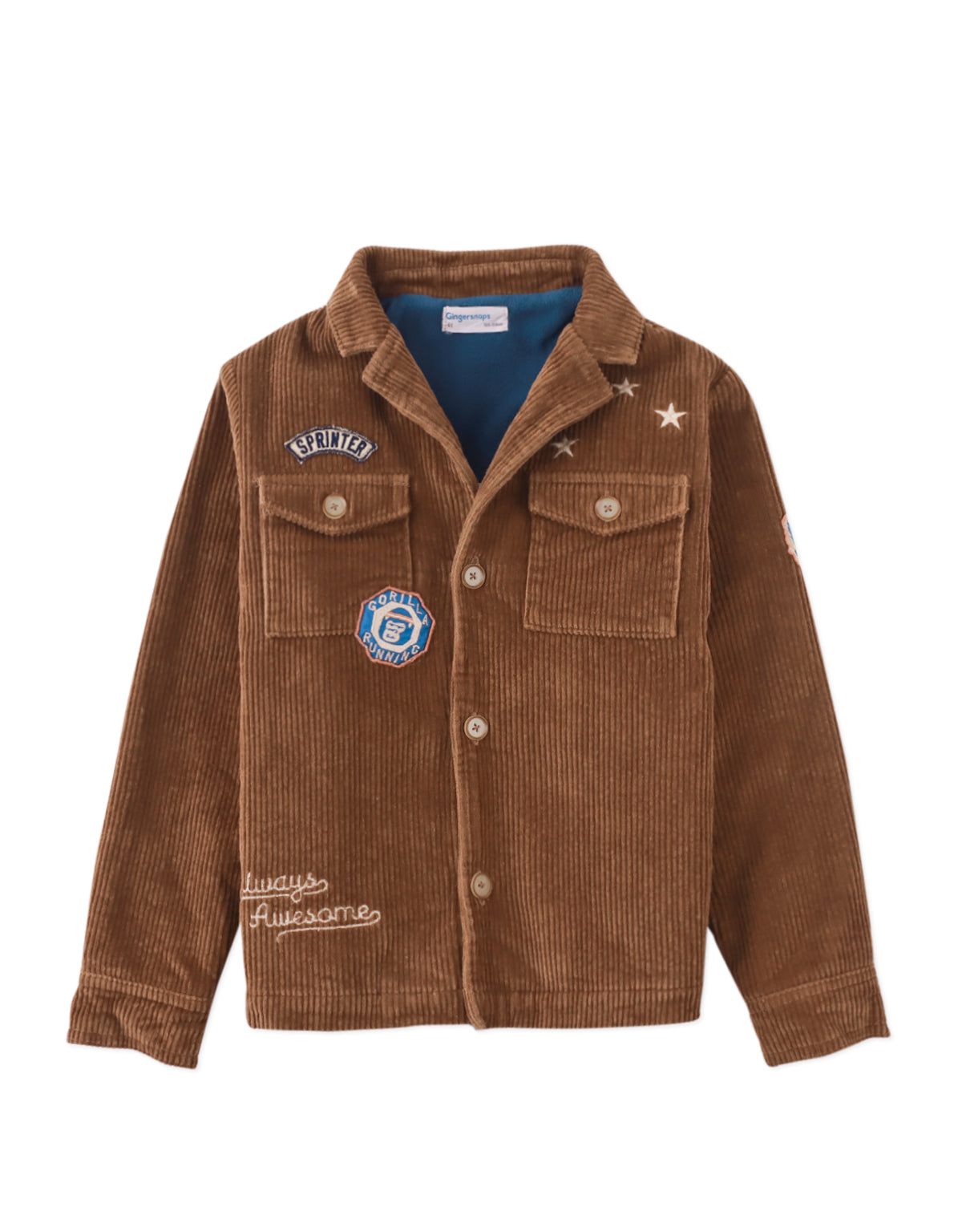 MARLON COAT BROWN WITH PATCHES AND DIRECT EMBROIDERY