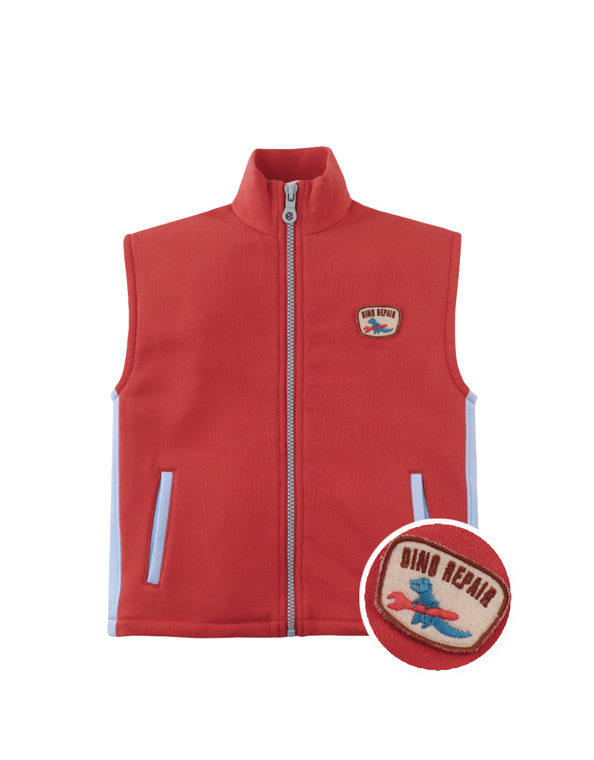 PHOENIX ZIP-UP GILET PAPRIKA WITH CONTRAST TRIM AND EMBROIDERED PATCH