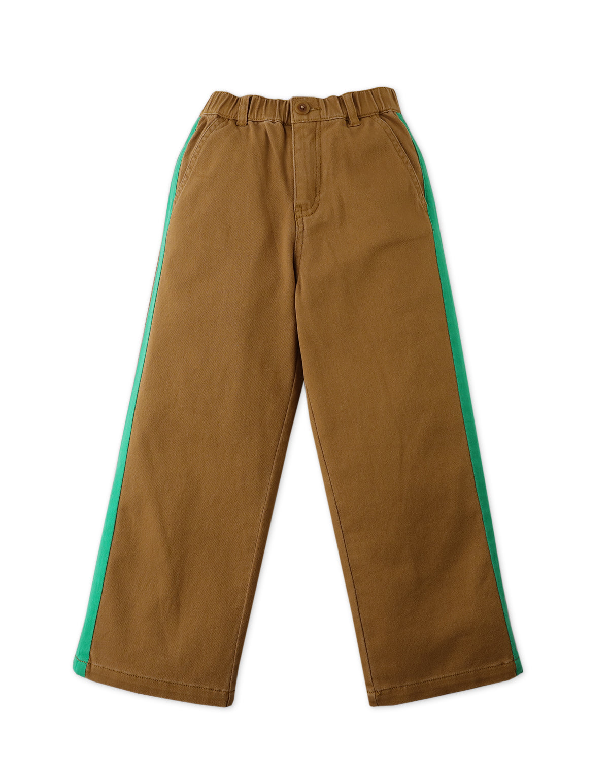 BOYS WALTER STRAIGHT LEG UTILITY PANTS IN BROWN WITH SIDE STRIPES