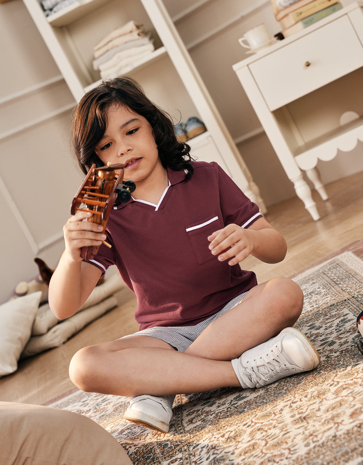 CLIVE POLO SHIRT WITH STRIPE DETAILS