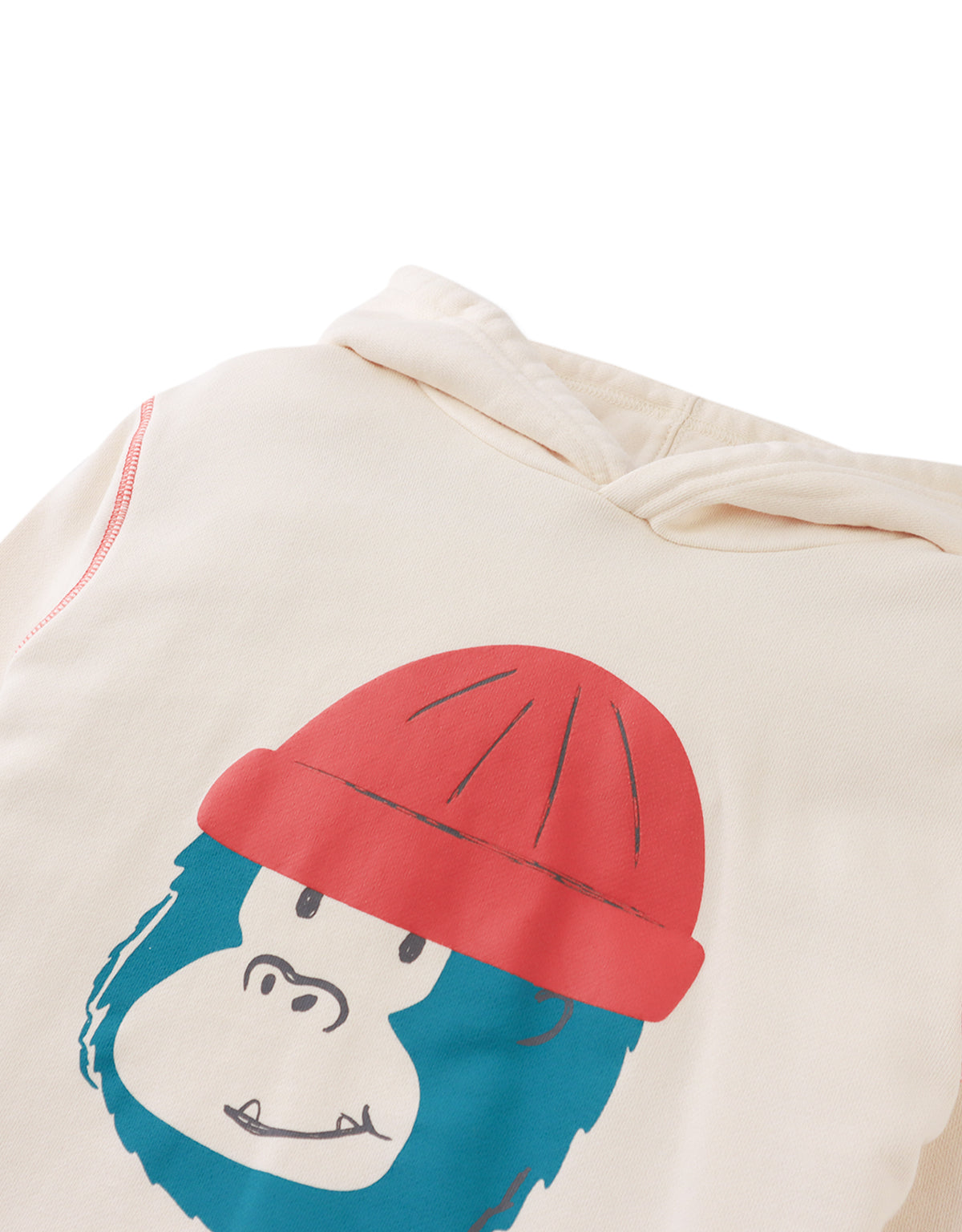 GREGORY HOODED SWEATSHIRT OFFWHITE WITH GORILLA HEAD GRAPHIC