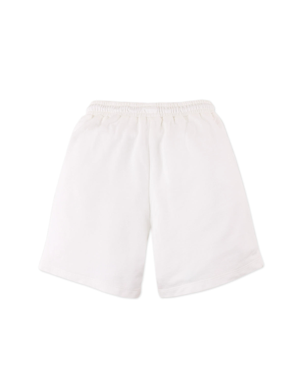 Full back catalog image of the Tim Drawstring Shorts in white with Embroidered GG Logo worn by young boy model for kids from the streetwear-inspired collection of Gingersnaps Philippines, highlighting their relaxed everyday form.