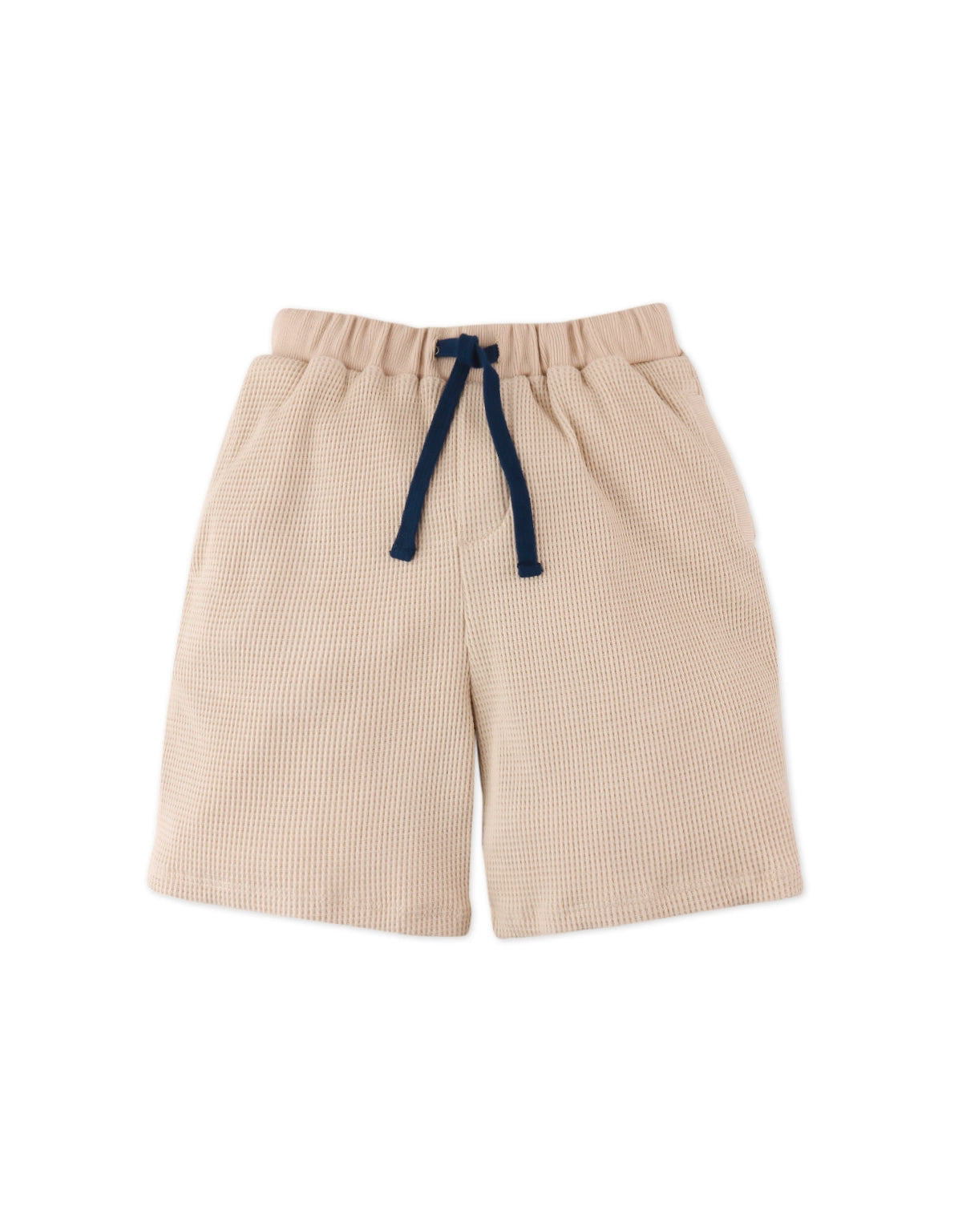 Close-up front detail of the Scottie Shorts with Welt Pockets, highlighting the waffle knit texture and welt pocket feature from the streetwear-inspired collection of Gingersnaps Philippines.