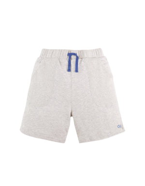 Full front photo of Miles Pull-On Shorts in gray, showing the pull-on waistband and relaxed short-length silhouette, from