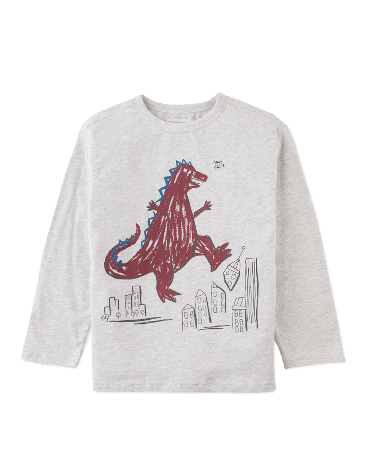 DMITRY LONG SLEEVES T-SHIRT MELANGE WITH DINO SMASH PRINT