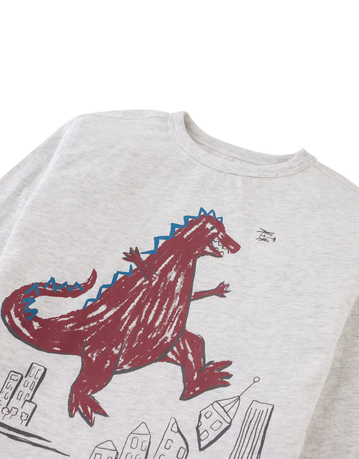 DMITRY LONG SLEEVES T-SHIRT MELANGE WITH DINO SMASH PRINT