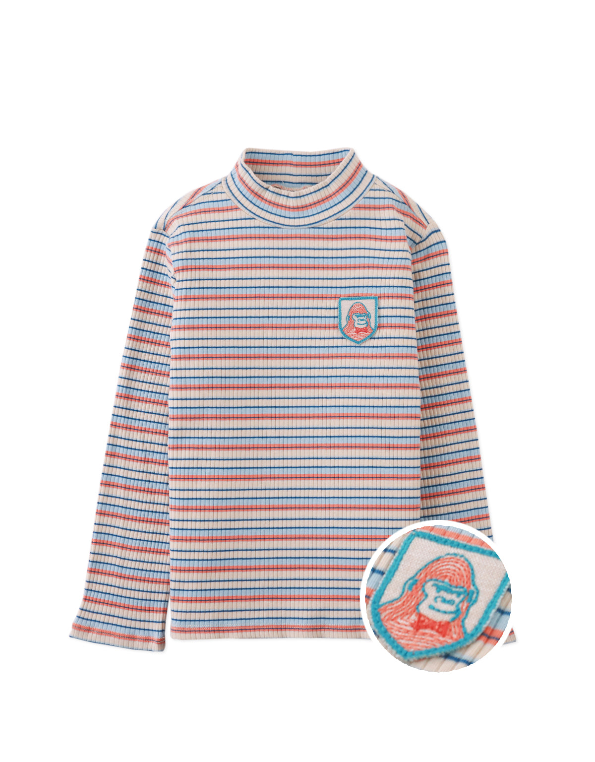 TATUM LONG SLEEVES TEE RETROMANIA WITH MOCK NECK AND EMBROIDERED PATCH