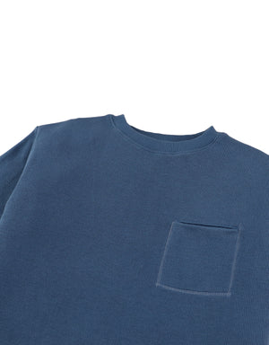 Detail front photo of Aris Tee in blue with front pocket, focusing on the chest pocket and cotton fabric surface, from the Holiday collection of Filipino kids fashion brand Gingersnaps Philippines.