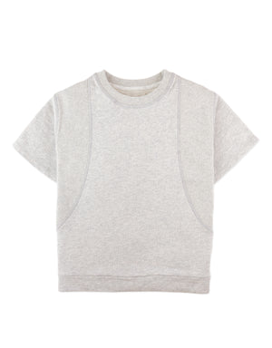 Full front photo of Finnian Combi T-Shirt in gray, showing the stitched design details across the front panel and relaxed silhouette, from the Holiday collection of Filipino kids fashion brand Gingersnaps Philippines.
