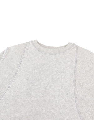 Detail front photo of Finnian Combi T-Shirt in gray, focusing on the stitching design and fabric surface, from the Holiday collection of Filipino kids fashion brand Gingersnaps Philippines.