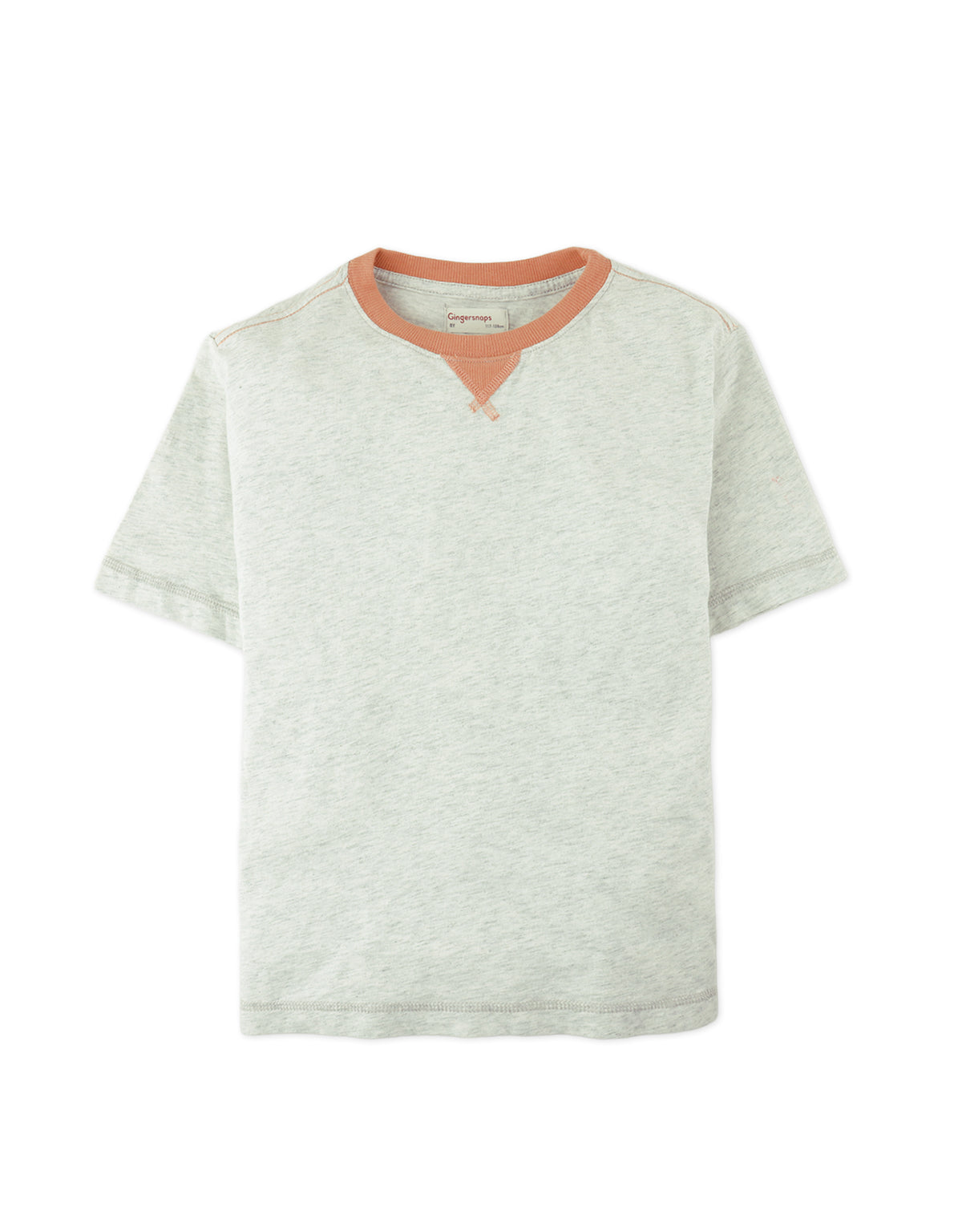 Full front photo of Julien V-Patch Tee in gray, from the Holiday collection of Filipino kids fashion brand Gingersnaps Philippines.