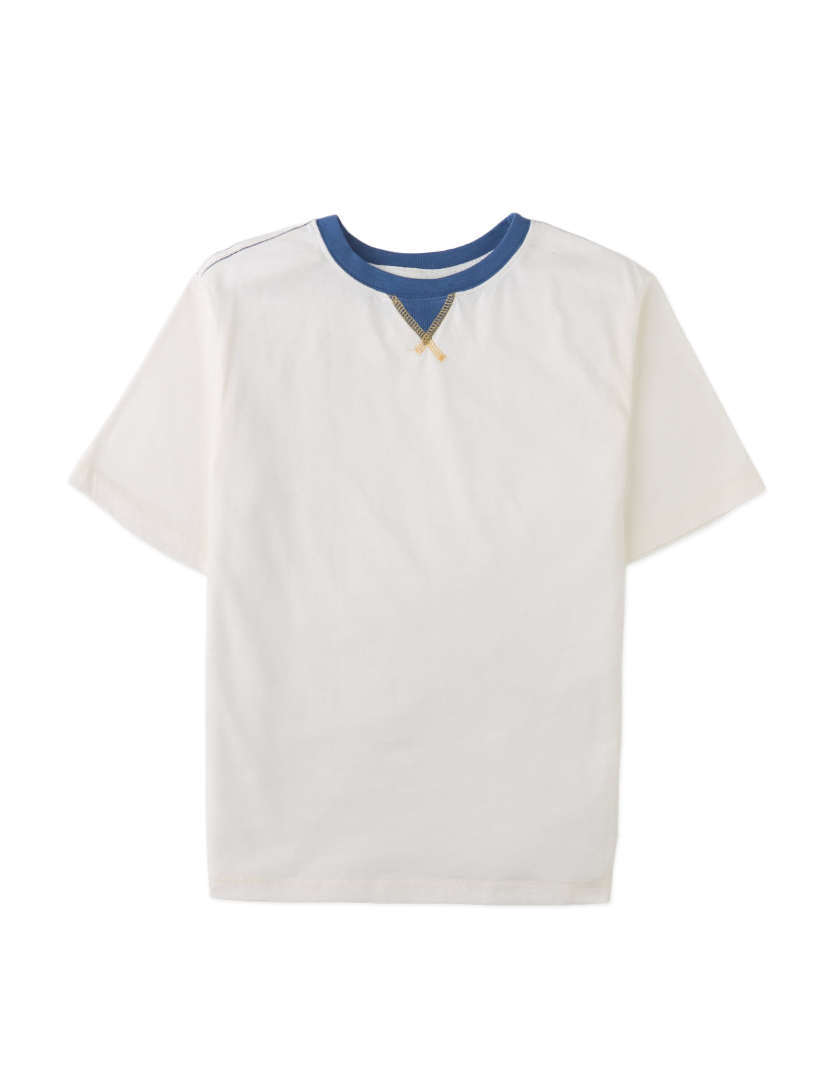 Full front photo of Julien V-Patch Tee in off-white, from the Holiday collection of Filipino kids fashion brand Gingersnaps Philippines.