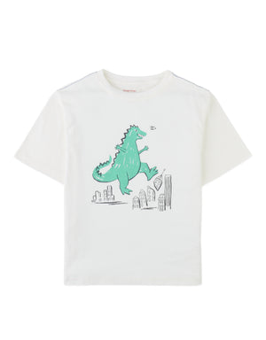 Full front photo of Rhett Graphic Tee with dinosaur print, from the Holiday collection of Filipino kids fashion brand Gingersnaps Philippines.