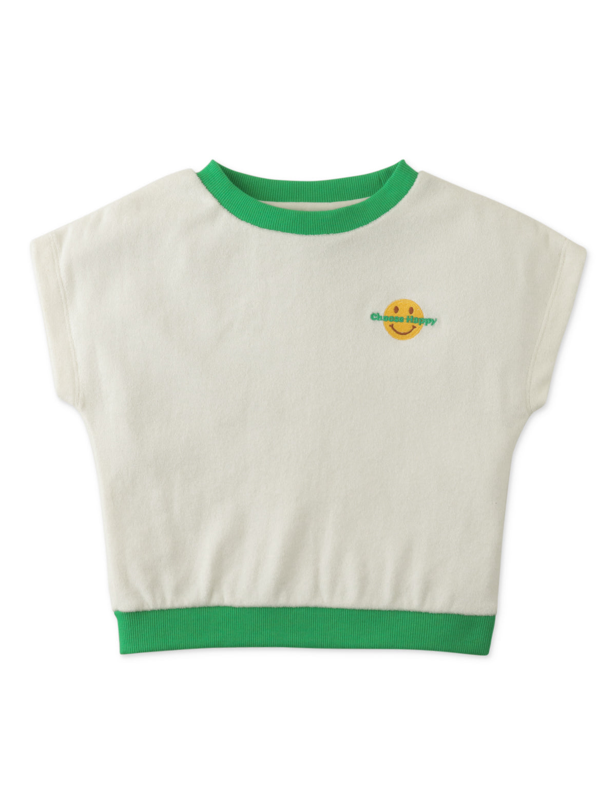 GIRLS CHOOSE HAPPY TERRY TOP WITH CONTRAST TRIM