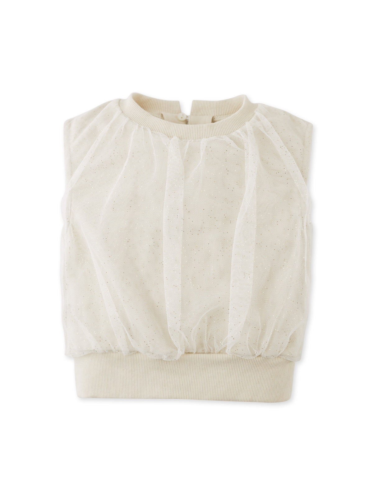 GIRLS LUCIA TERRY TOP SEMOLINA WITH TULLE OVERLAY