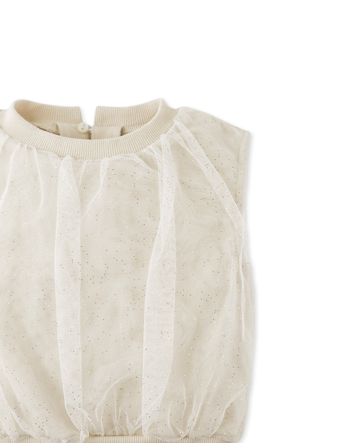 GIRLS LUCIA TERRY TOP SEMOLINA WITH TULLE OVERLAY