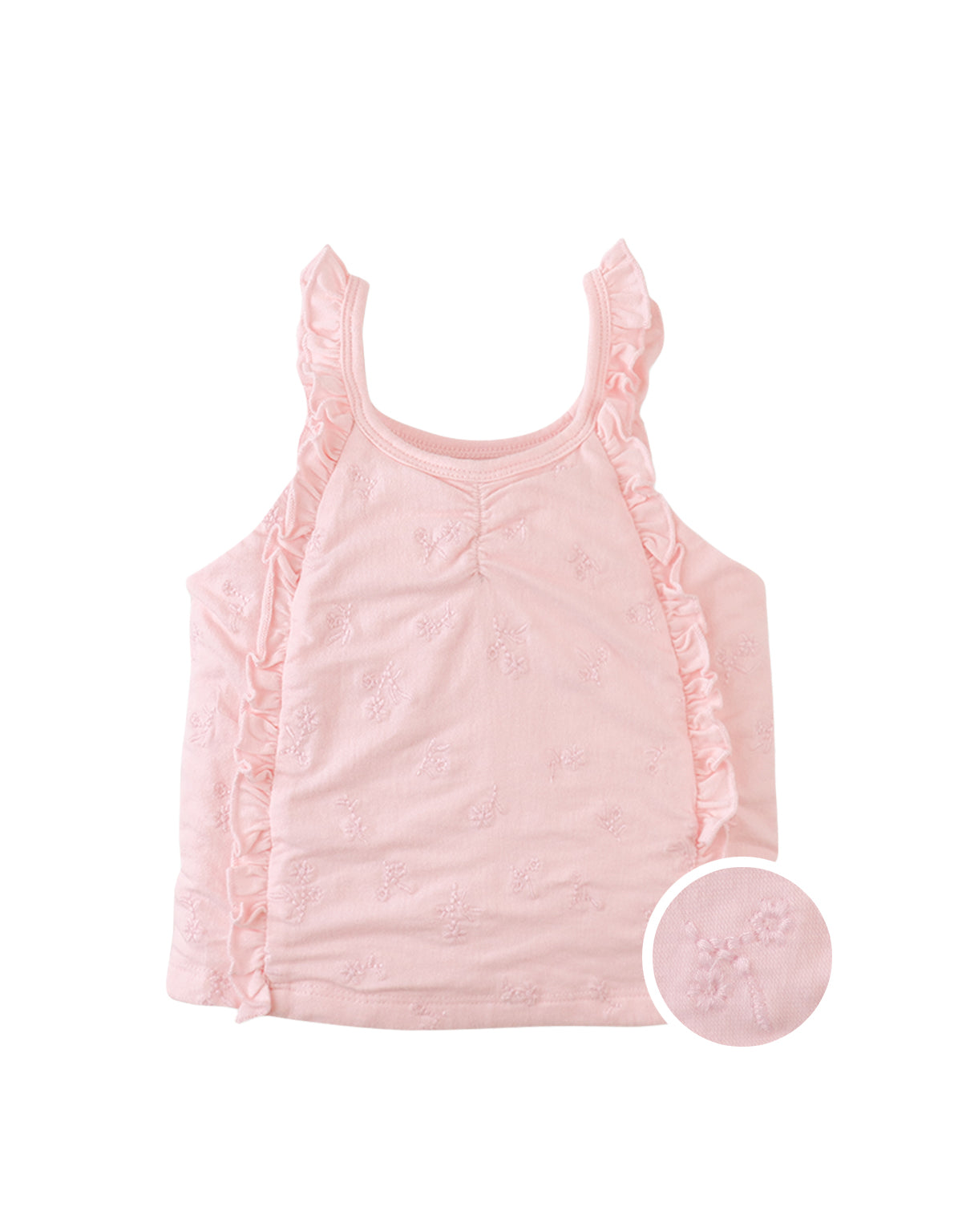 Rosa Floral Embroidered Cotton Knit Blouse with Ruffles product photo