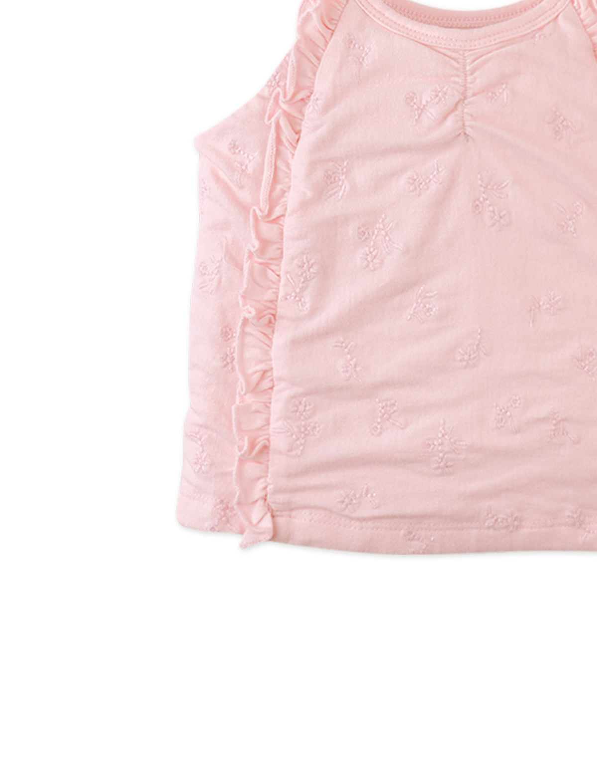 Rosa Floral Embroidered Cotton Knit Blouse with Ruffles style detail