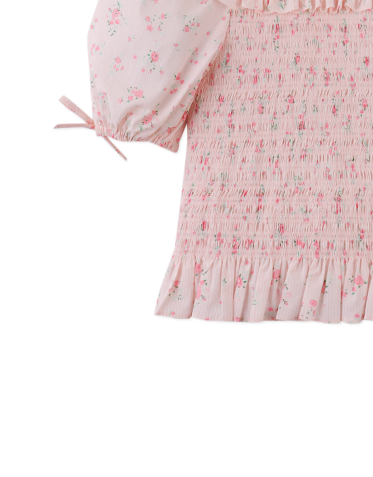 Priscilla Smocked Top with Puff Sleeves close-up detail