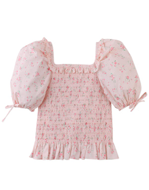 Priscilla Smocked Top with Puff Sleeves fabric and fit detail