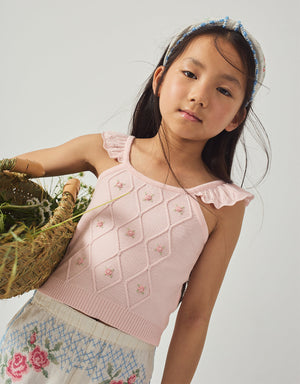 Georgina Knitted Blouse with Bullion Flower Embroidery product photo