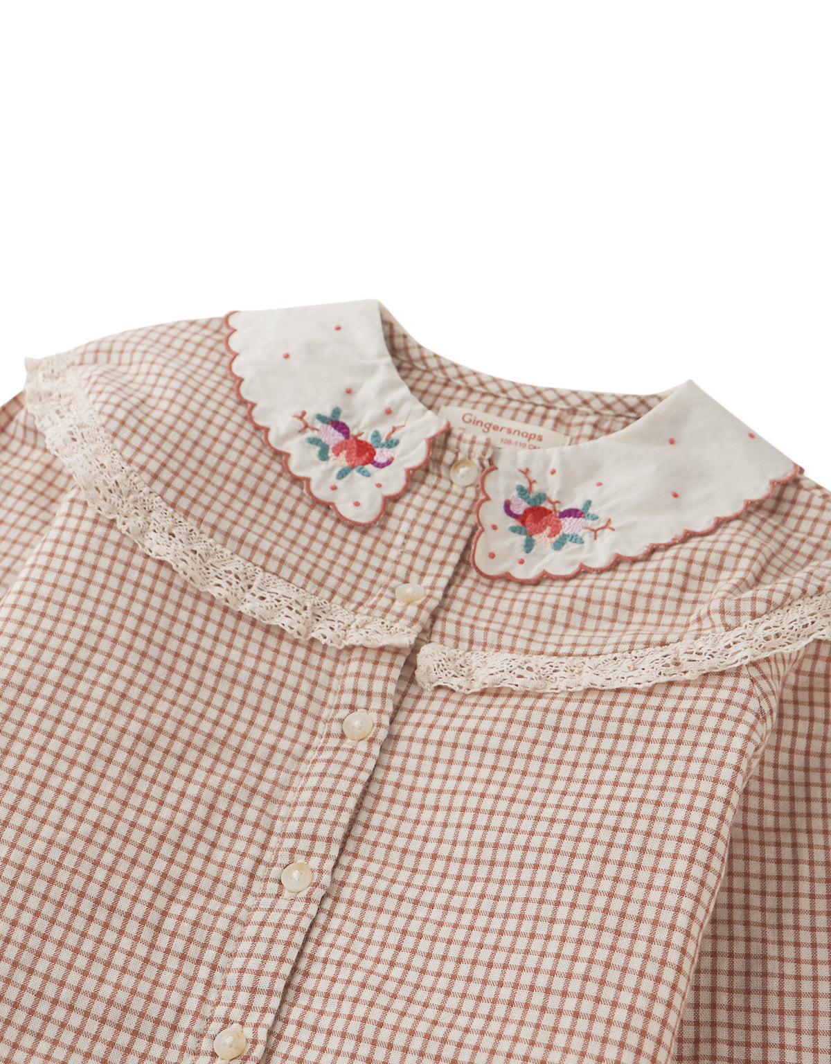 BERNADETTE LONG SLEEVES SHIRT SUTHERLAND WITH CONTRAST EMBROIDERED COLLAR AND LACE RUFFLES