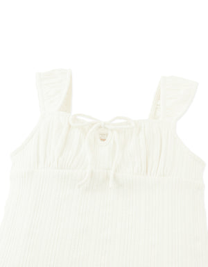 Guenevere Pointelle Blouse With Ruched Sleeves And Matching Tie front view