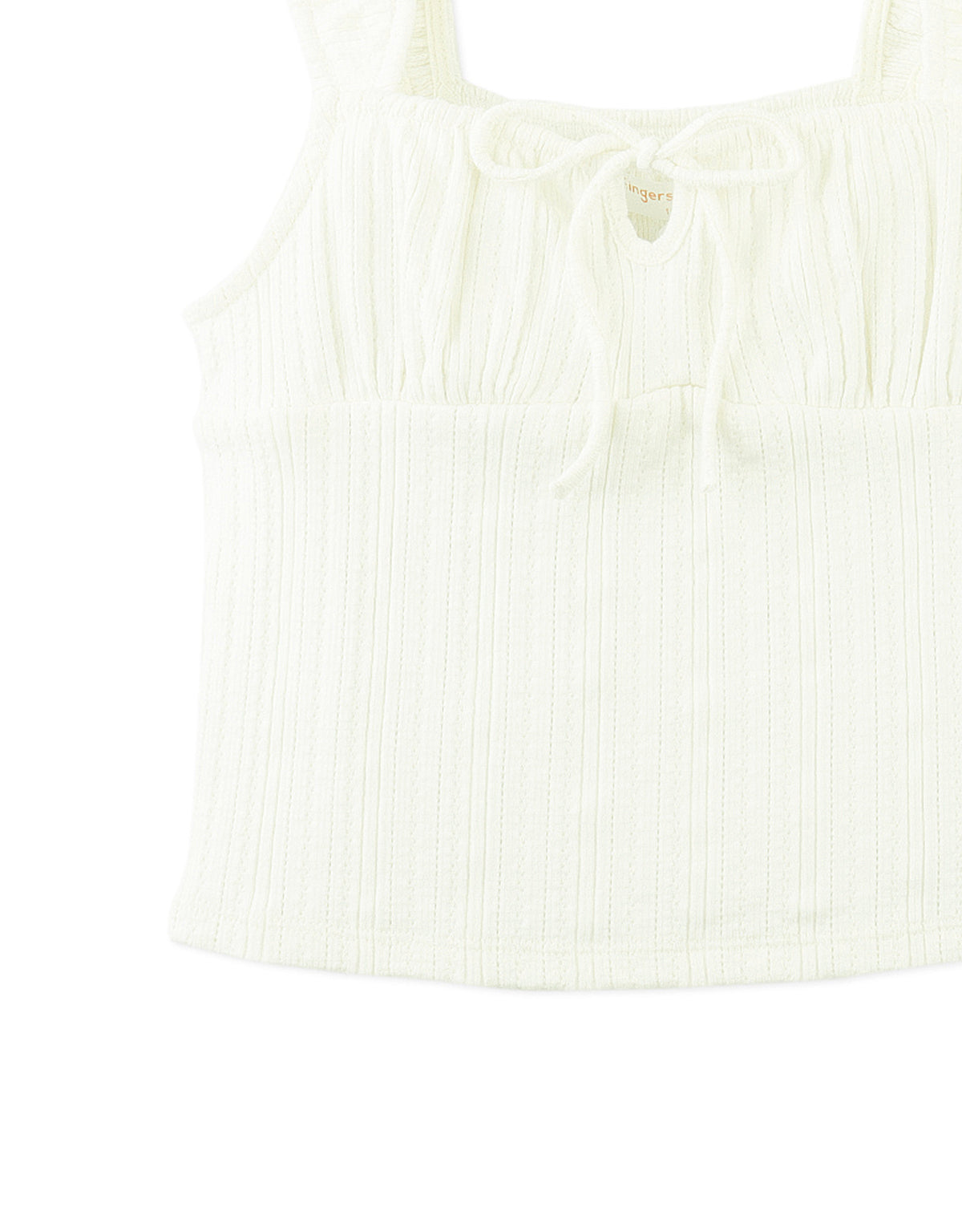 Guenevere Pointelle Blouse With Ruched Sleeves And Matching Tie style detail