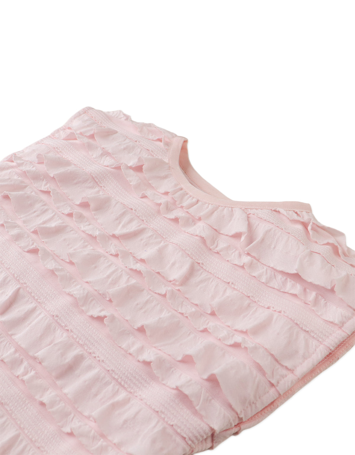 Flatlay front view of the Cora Blouse showcasing its airy silhouette and soft pastel tone.