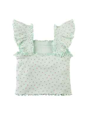 Close-up detail of the back of the Noelle Top showing smooth finishing and soft structure.