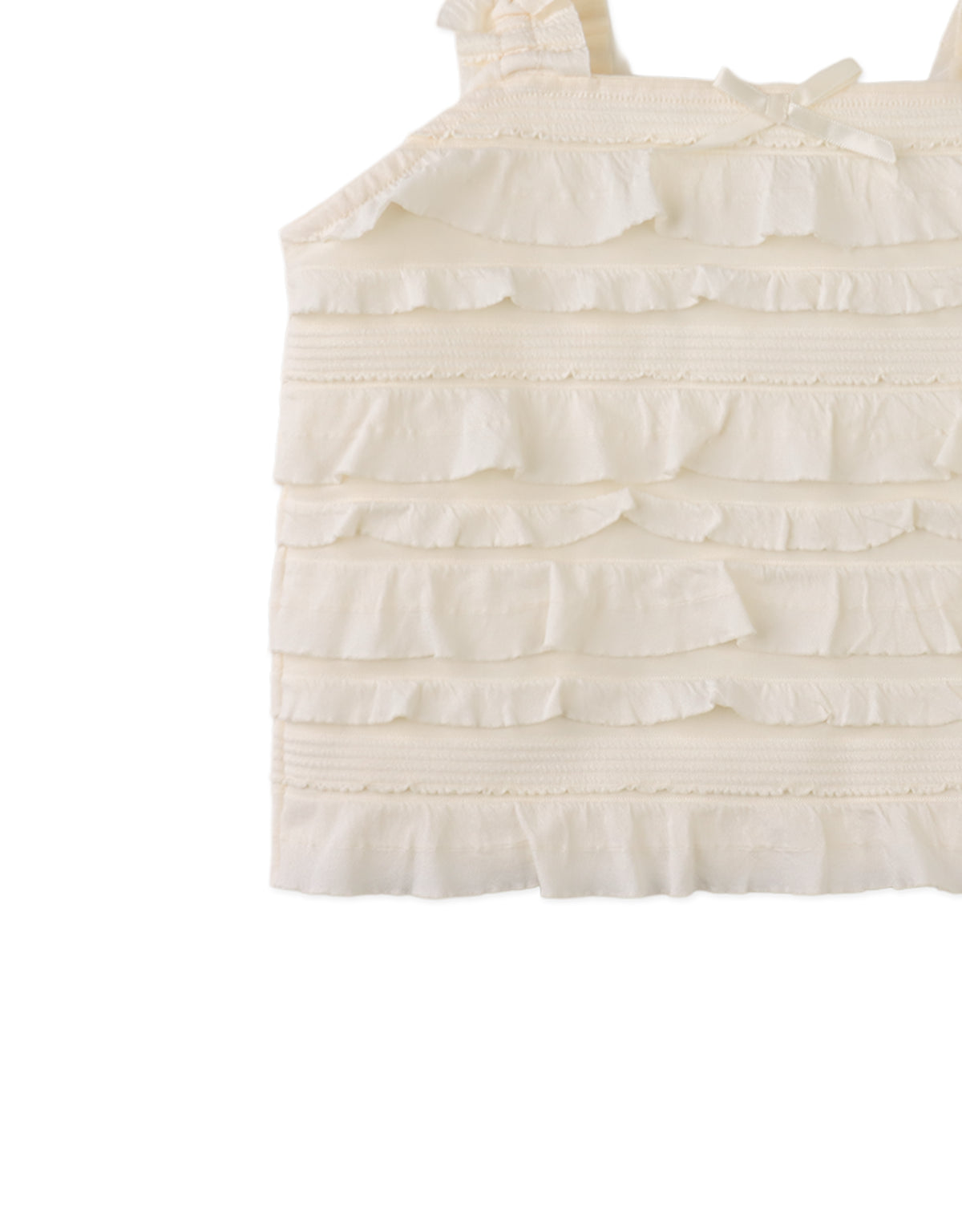 Suri Tank Top with All- Over Ruffles and Satin Bow style detail