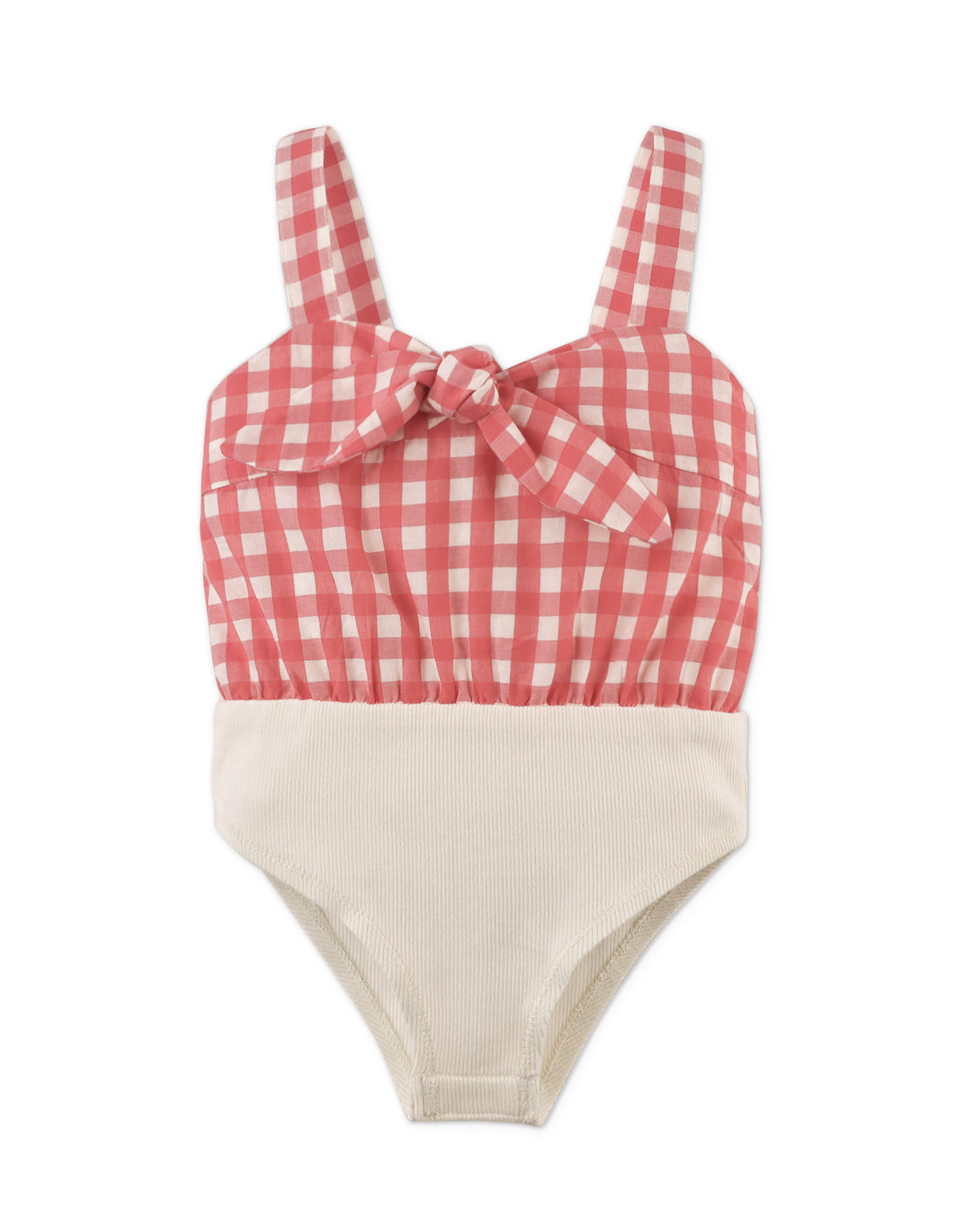 GIRLS NADIA TIE-FRONT GINGHAM BODYSUIT