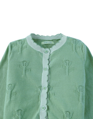 Full front catalog image of the Natalie Cardigan with Scalloped Ribbed Edges for kids from the Spring Summer collection of Gingersnaps Philippines.