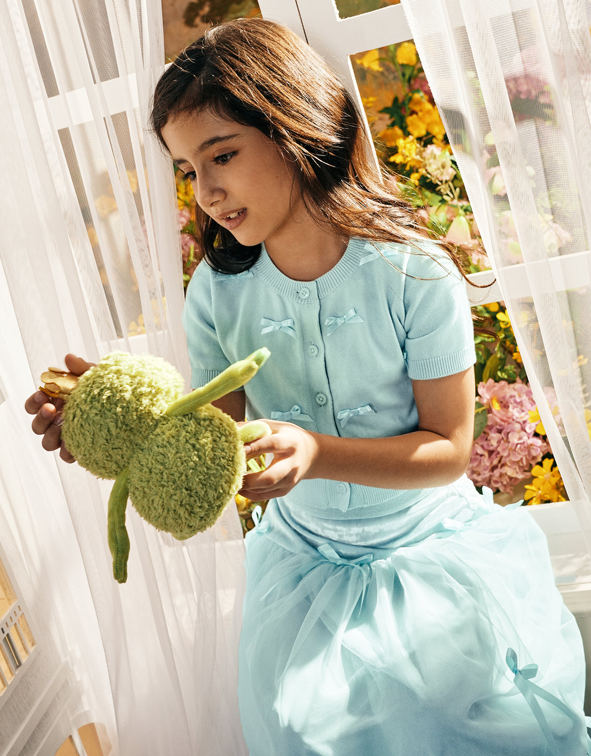 JULIETA KNITTED SHORT SLEEVE CARDIGAN WITH BOW DETAILS