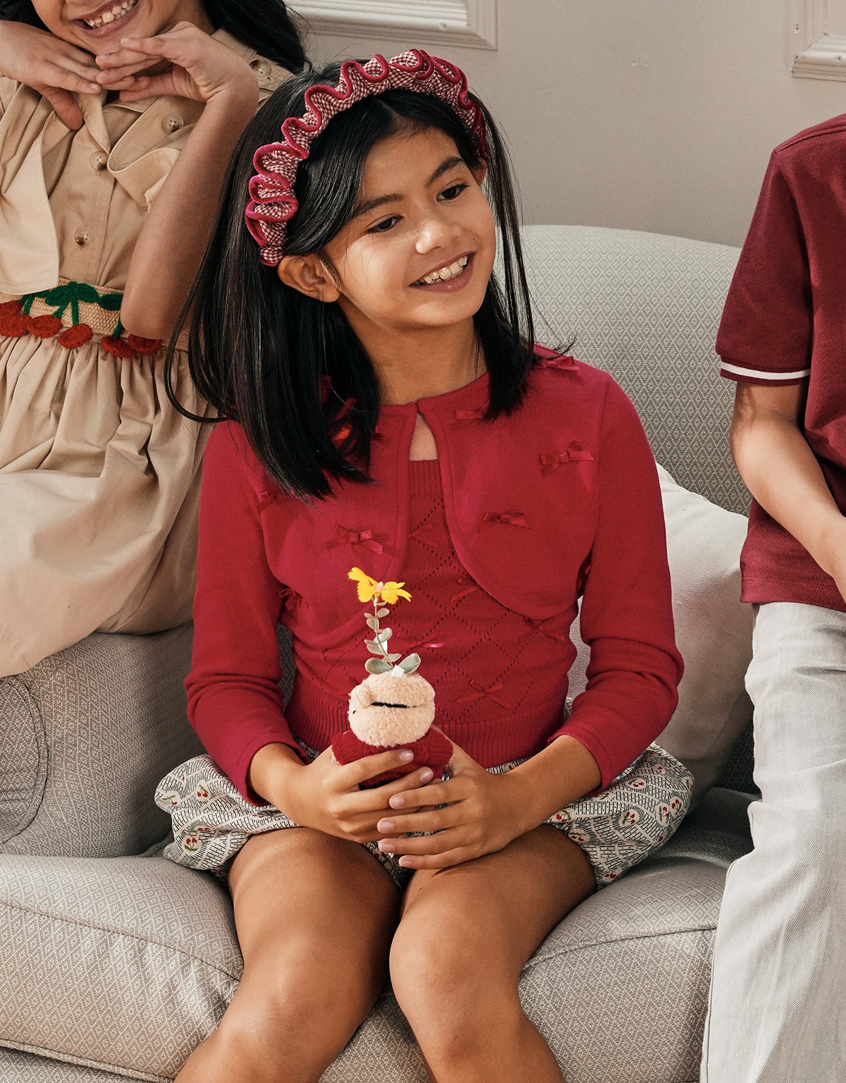 DOMINIQUE KNITTED CARDIGAN WITH BOWS