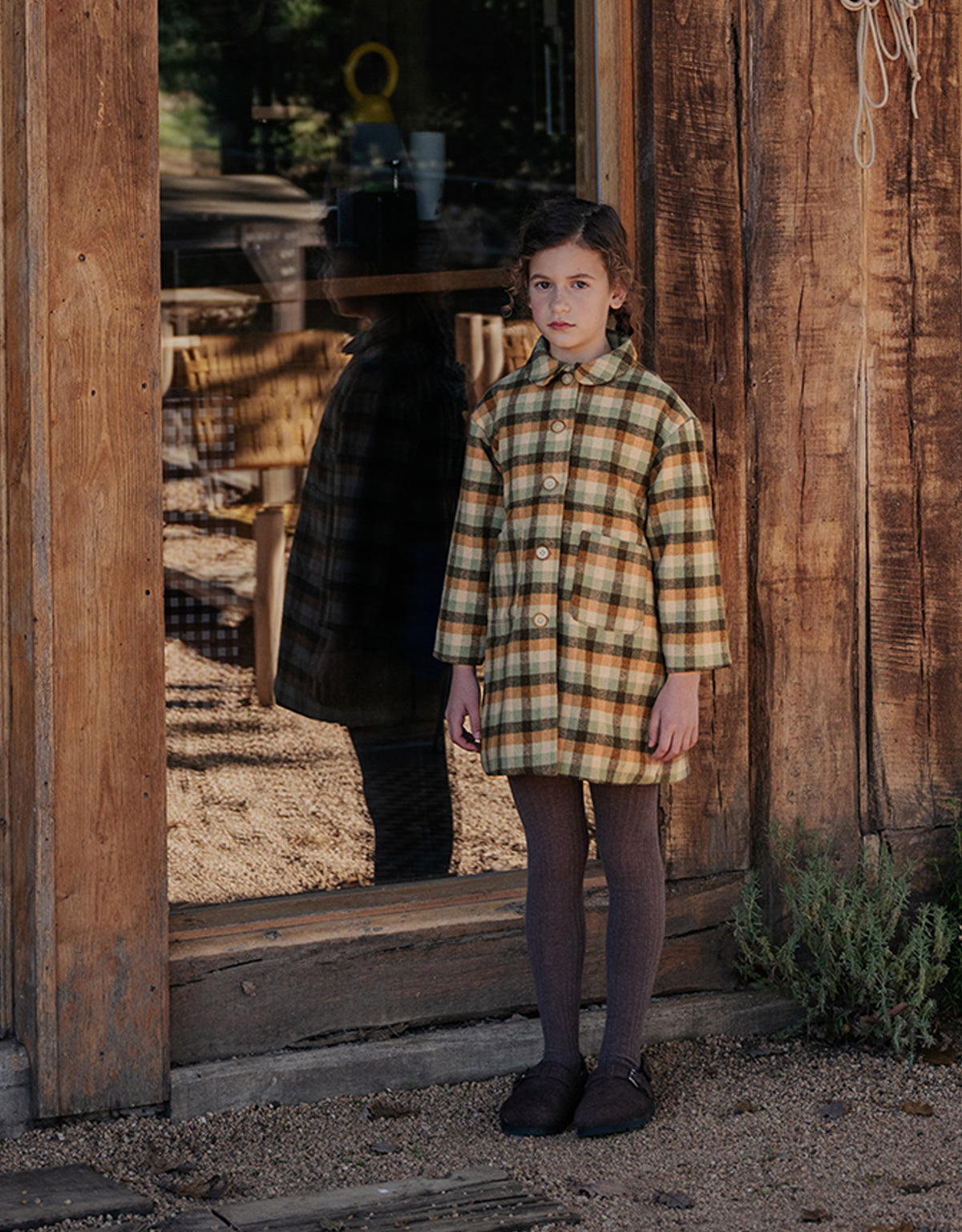 ANORA LONG COAT TIMBERLINE WITH PETER PAN COLLAR AND PATCH POCKETS