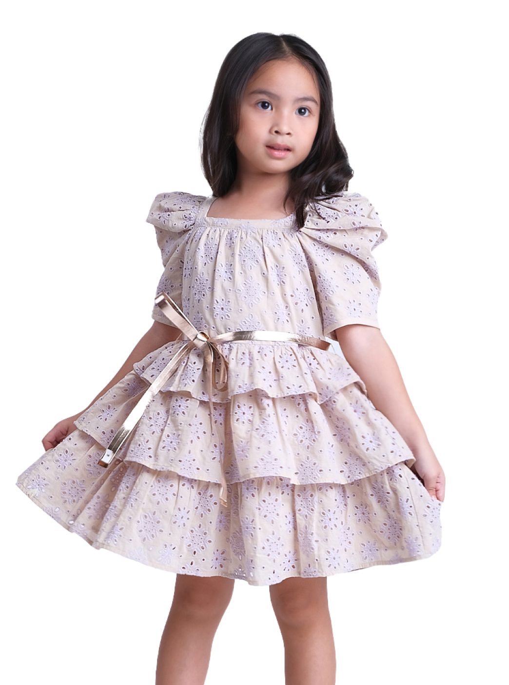 GIRLS CONTRAST TIERED DRESS